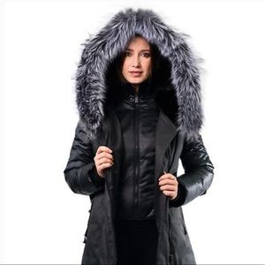 Women’s Sicily fur-trimmed winter coat Small